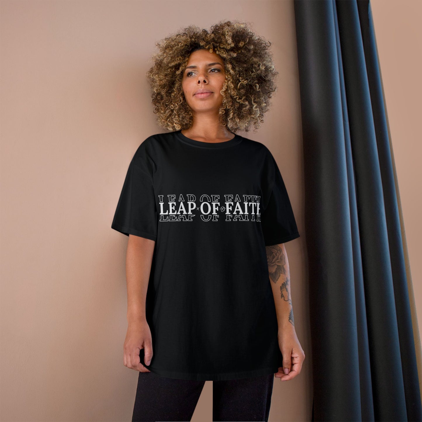 White Font- Leap of Faith Champion T-Shirt