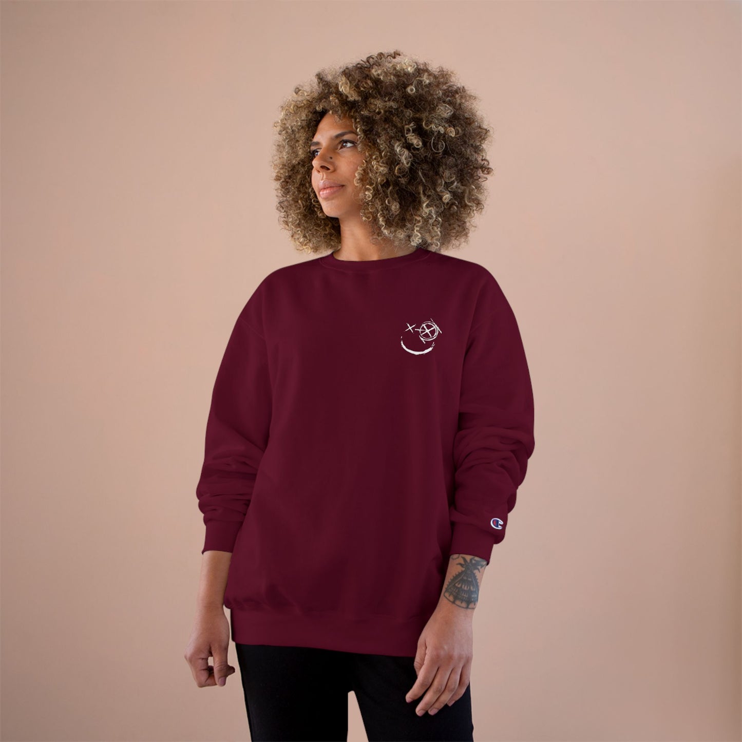 White Logo- Champion Crew neck