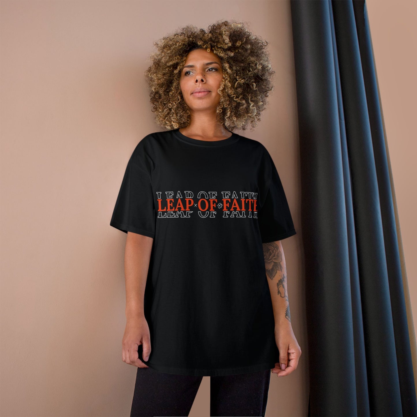 Orange Font- Leap of Faith Champion T-Shirt