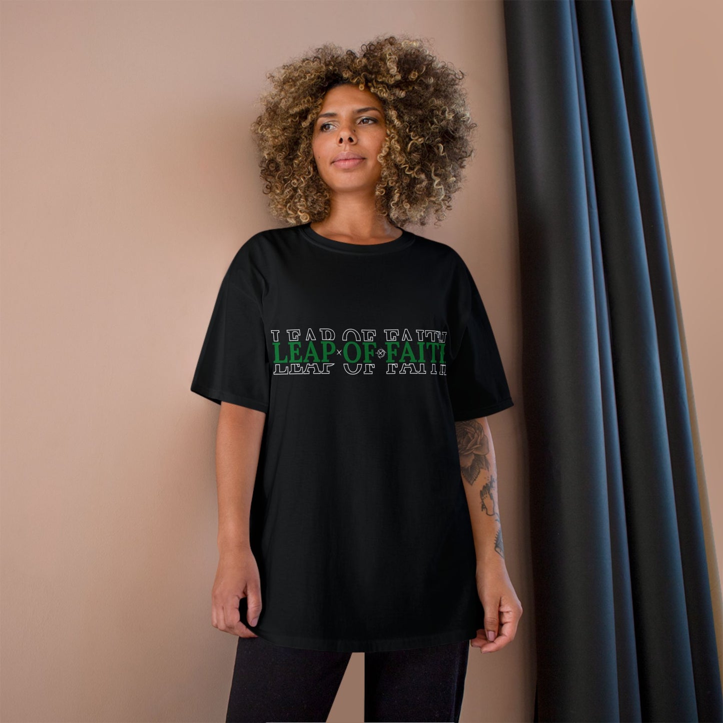 Green Font- Leap of Faith Champion T-Shirt