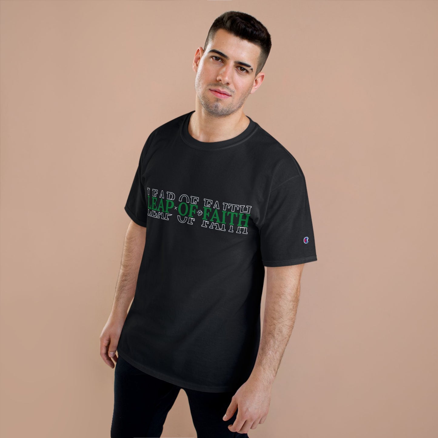Green Font- Leap of Faith Champion T-Shirt