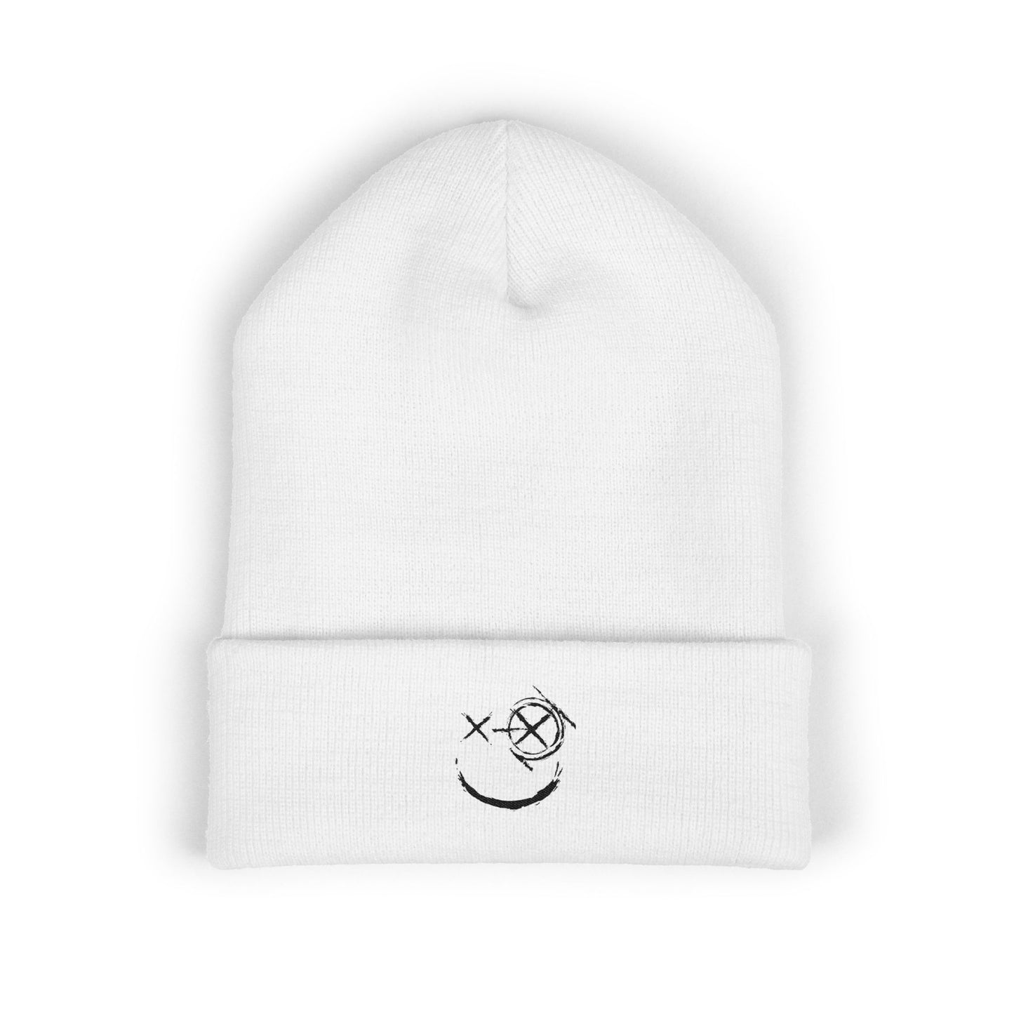 Black Logo Embroidered Cuffed Beanie