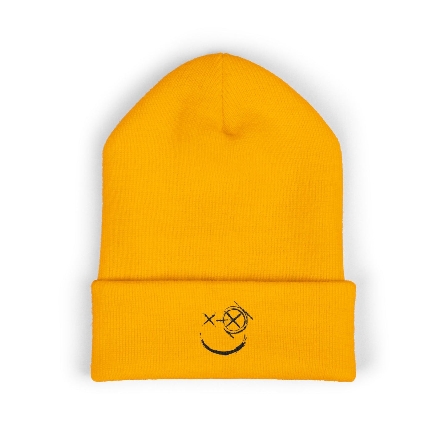 Black Logo Embroidered Cuffed Beanie