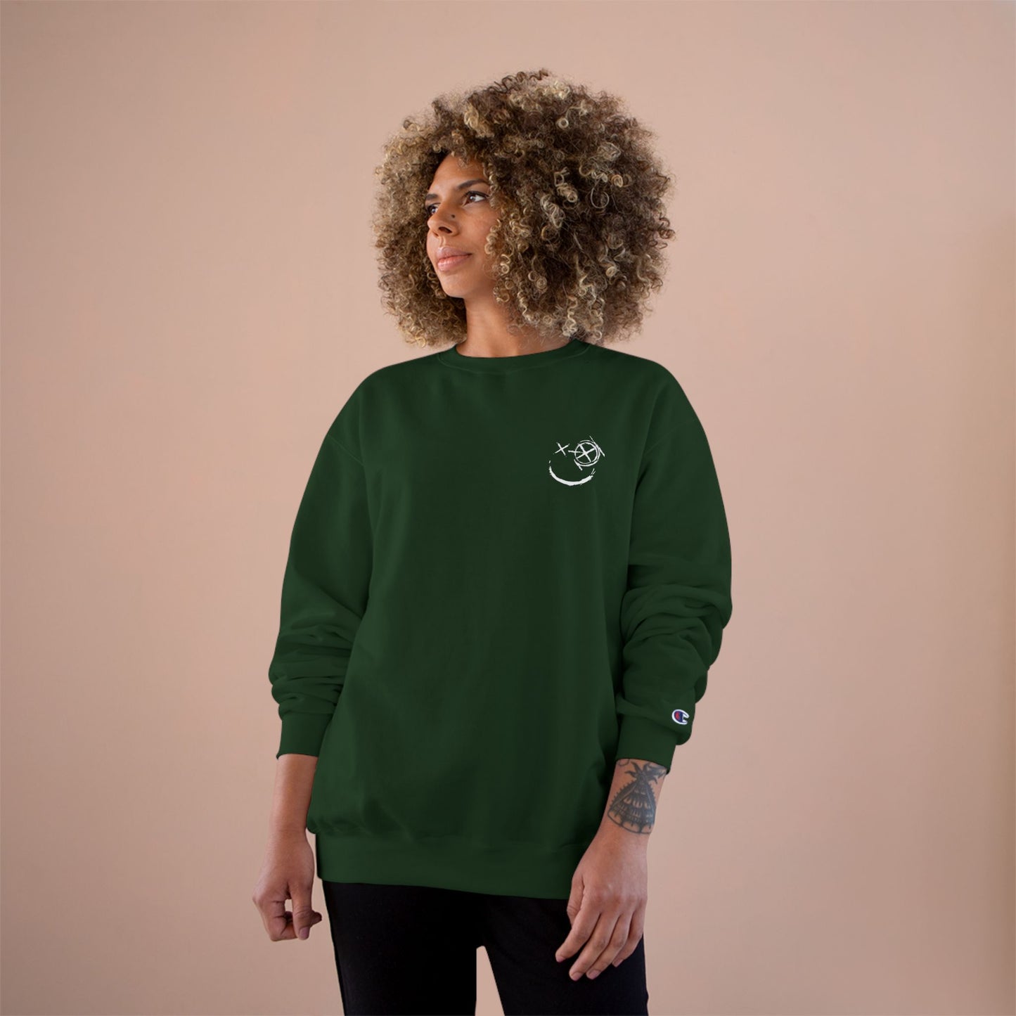 White Logo- Champion Crew neck