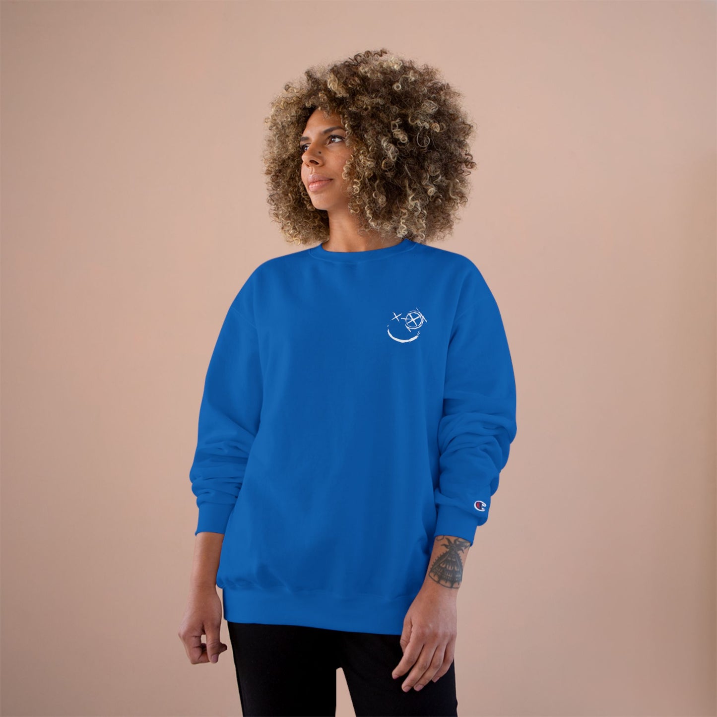 White Logo- Champion Crew neck